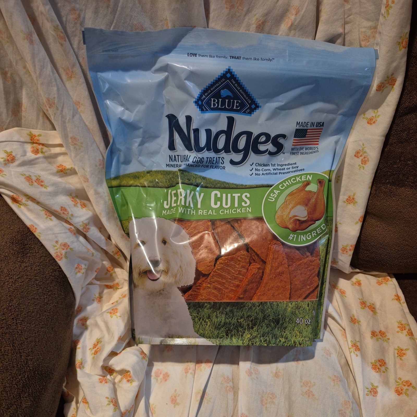 Blue Buffalo Nudges Jerky Cuts Natural Dog Treats -  Chicken, 40 oz expires 9/26