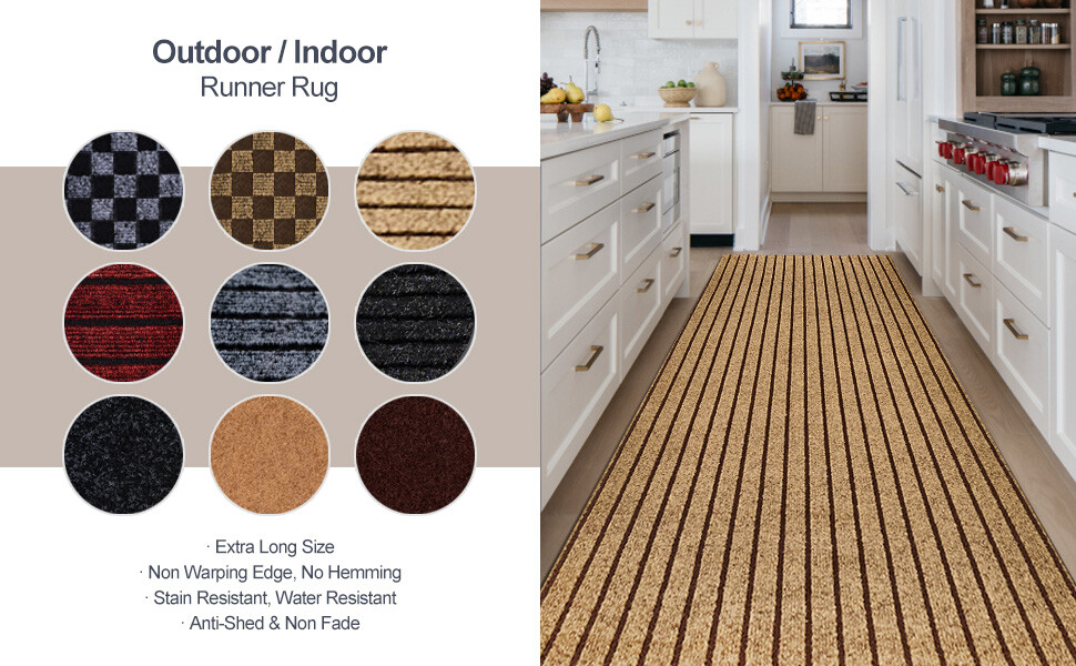 Entryway Runner Rug Indoor Outdoor - Extra Long Hall Rugs Runners Non Slip Brown