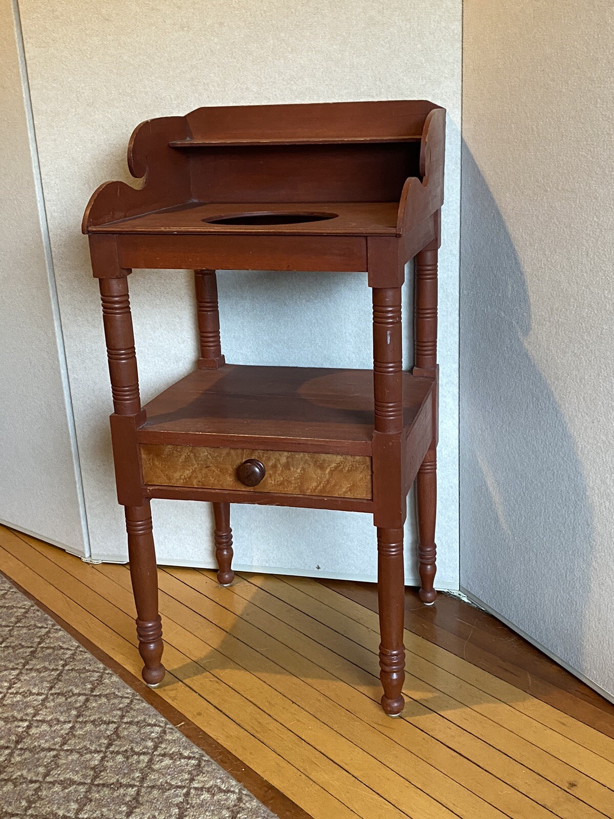 Antique Washstand w Birdseye Maple Drawer 19th Century Sheraton Style Classical