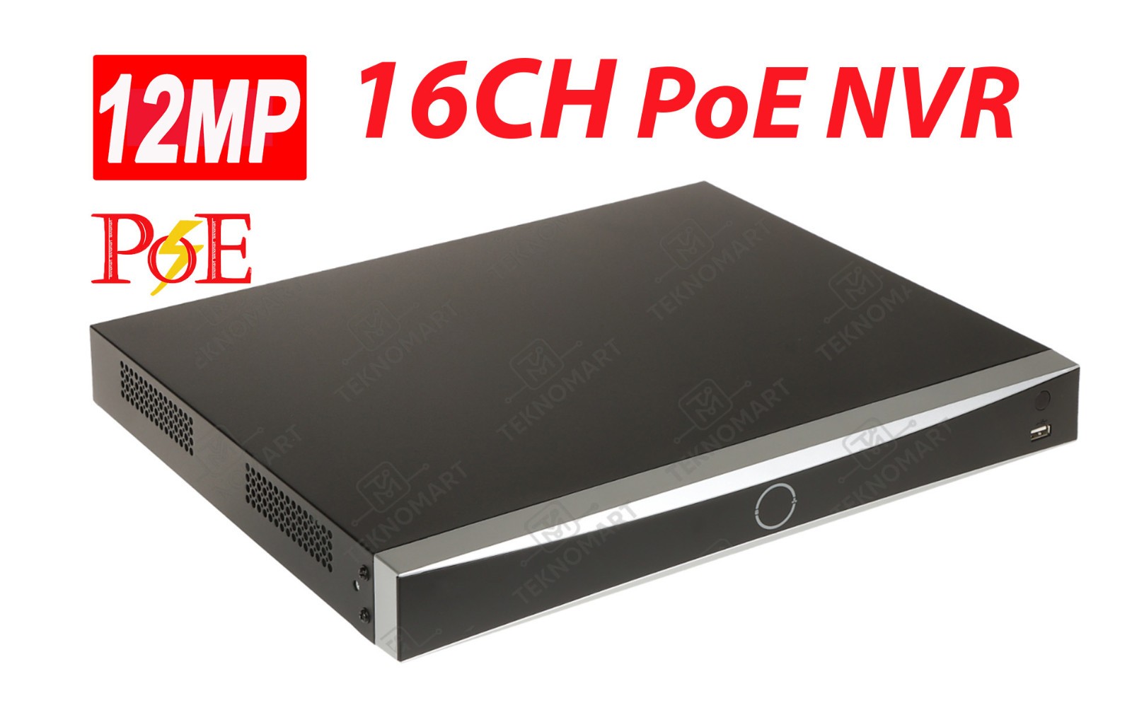 12MP 4K 16CH PoE NVR Network Video Recorder With Human Vehicle Detection 2xSATA