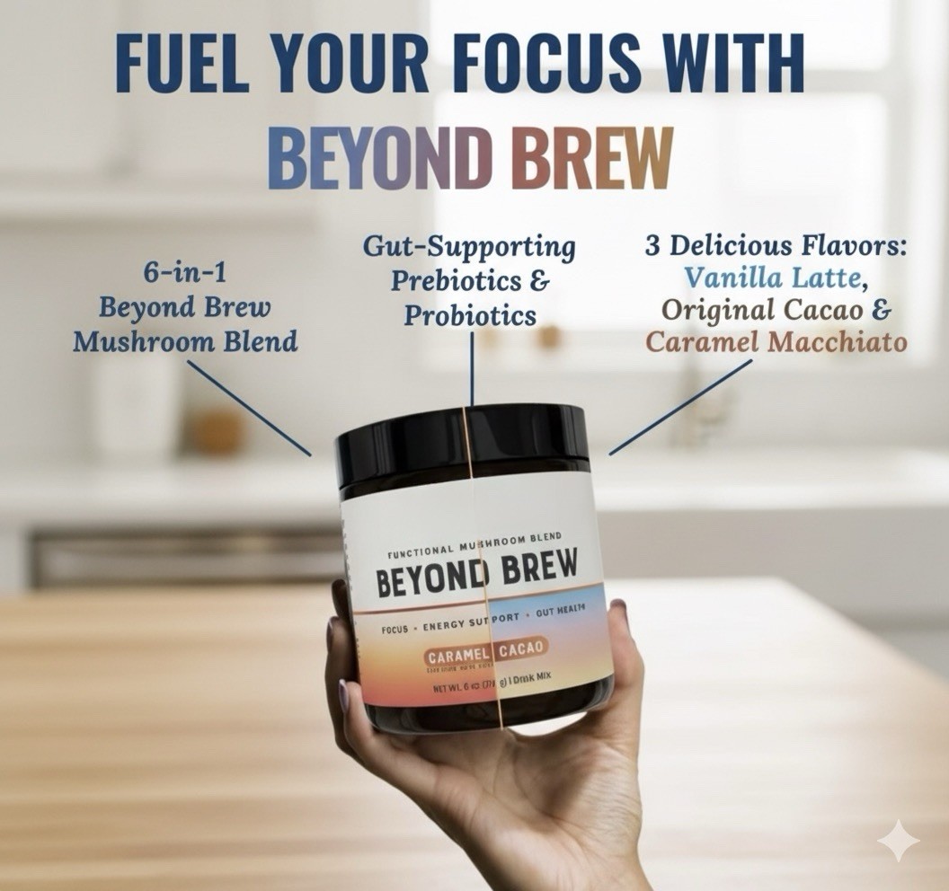 3-PACK VANILLA Beyond Brew Mushroom Coffee 7-in-1 Cacao Energy/focus/Gut/Mental!