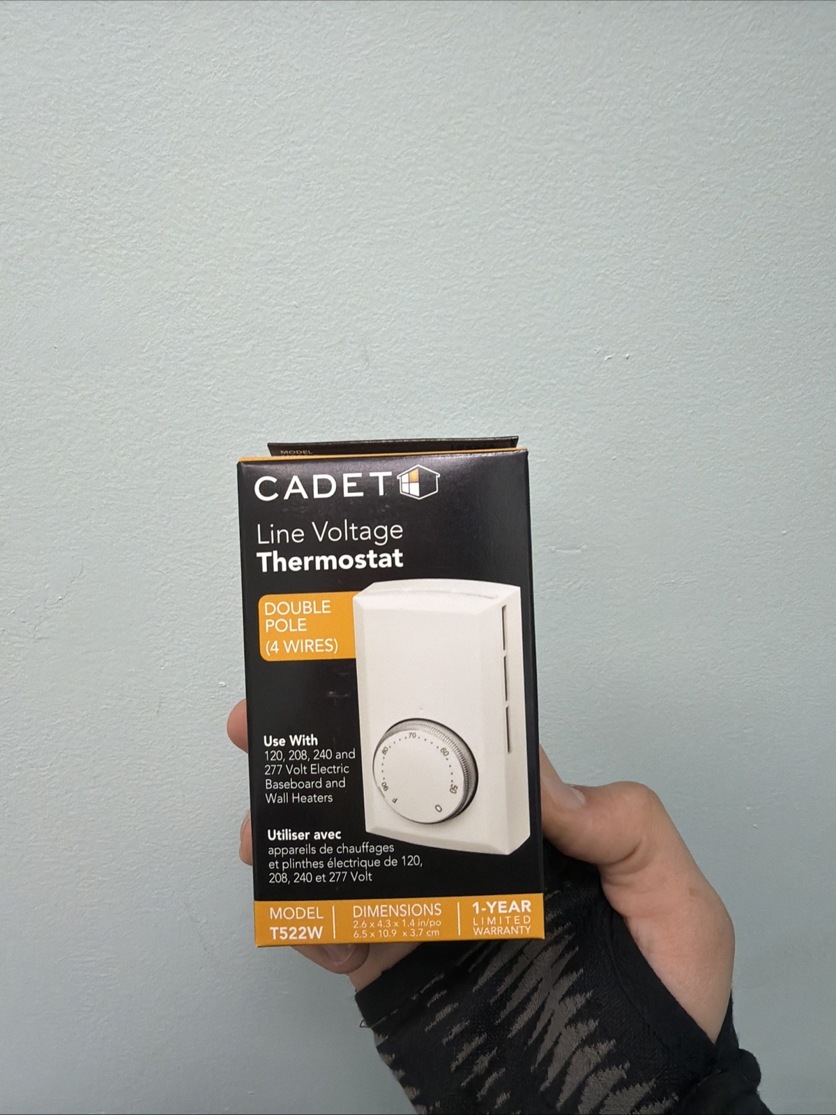 Cadet Double Pole 4-Wire Mechanical Wall Thermostat Electric Baseboard T522-W