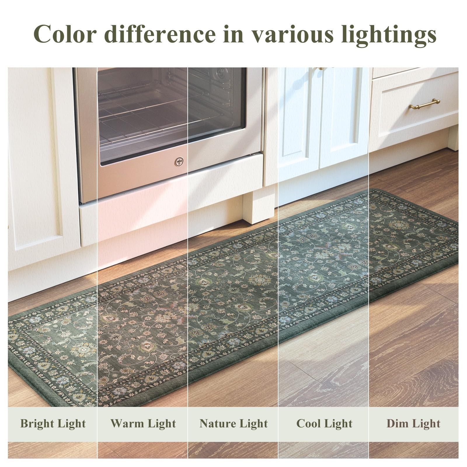 KIMODE Comfort Kitchen Mats 17.3" x 47"+ x 29"--0.47 inches, Dark Green