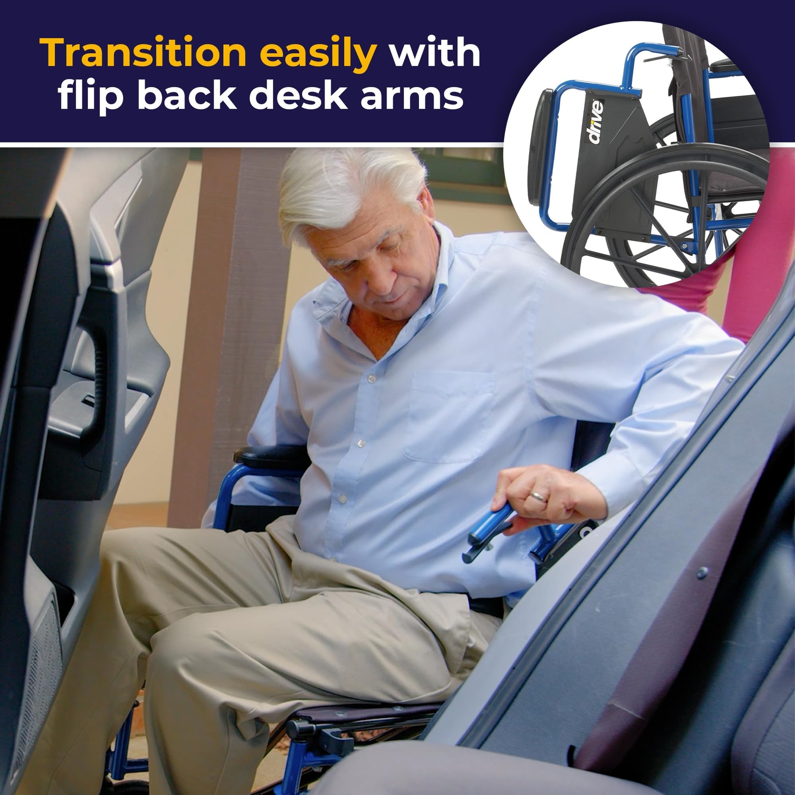 Drive Medical Blue Streak Lightweight Wheelchair with Swing-Away Footrests and