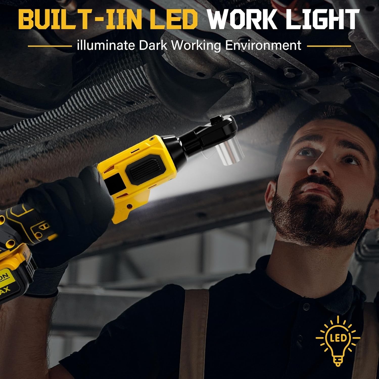 3/8" Cordless Ratchet Wrench for DEWALT 20V MAX Battery, 45 Ft-lbs(60 N.m)