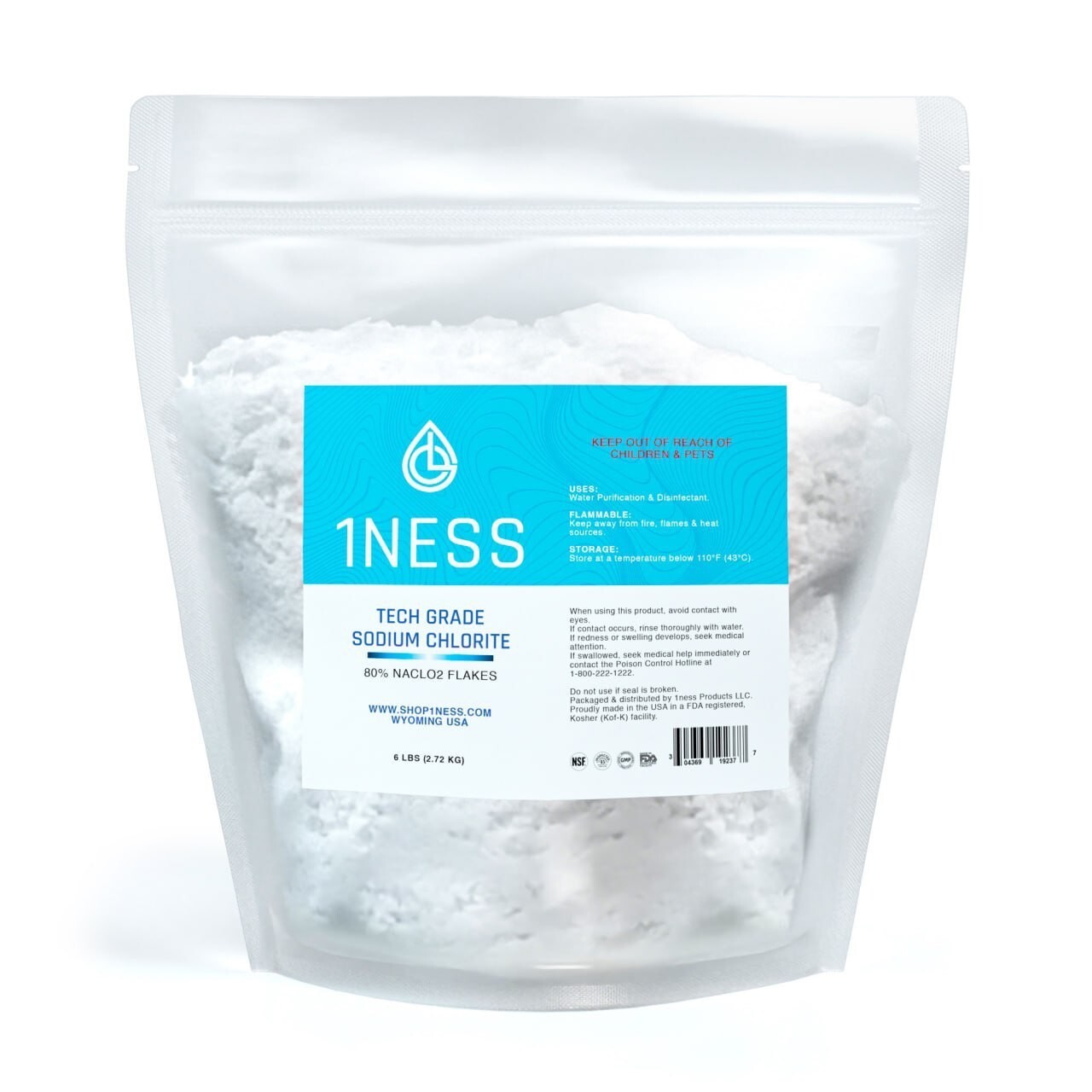 Tech Grade SC Flakes – 80% Pure NaClO₂ – 6 lbs for Water Treatment