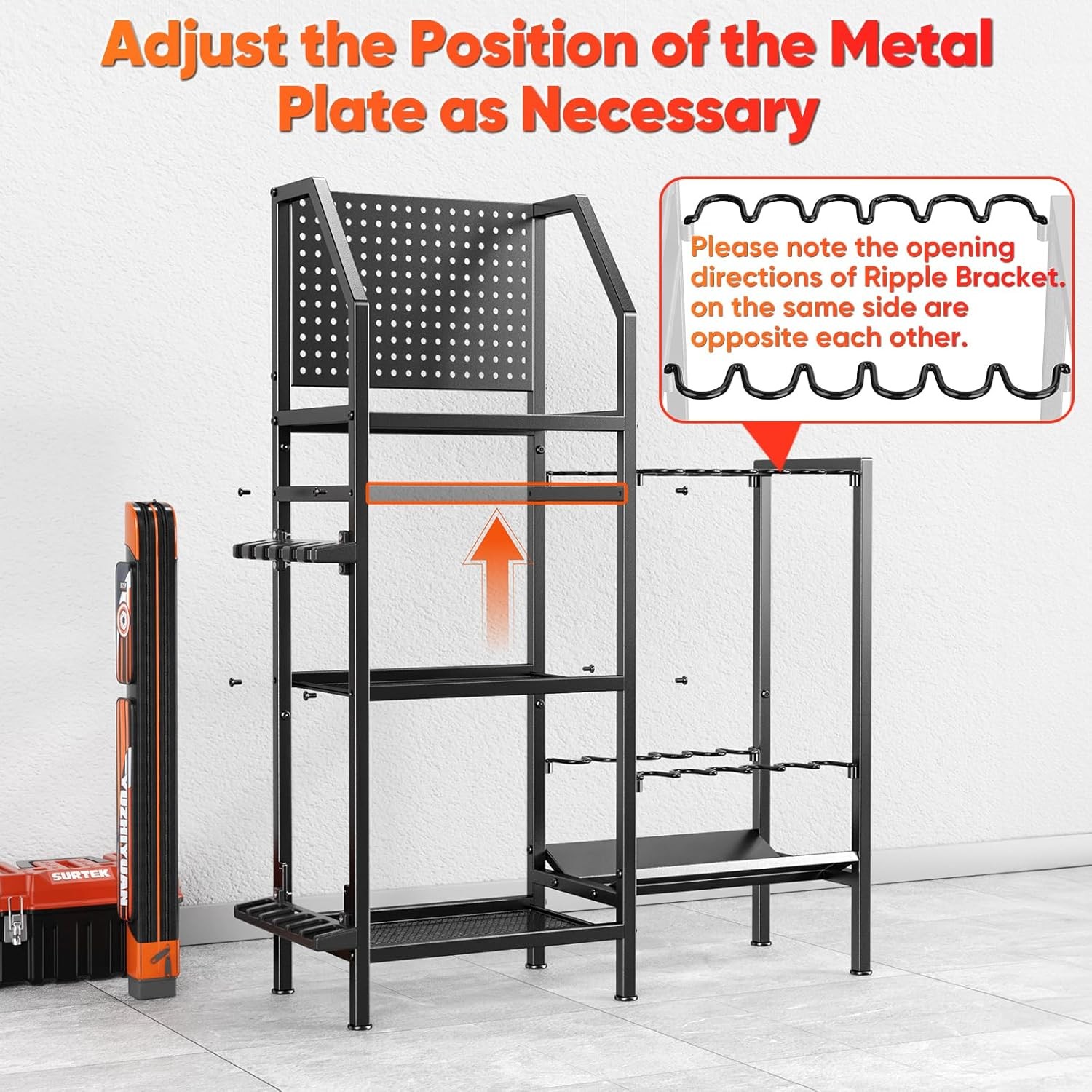 Garage-Specific Fishing Rod Rack Holds up to 18 rods Three adjustable tiers