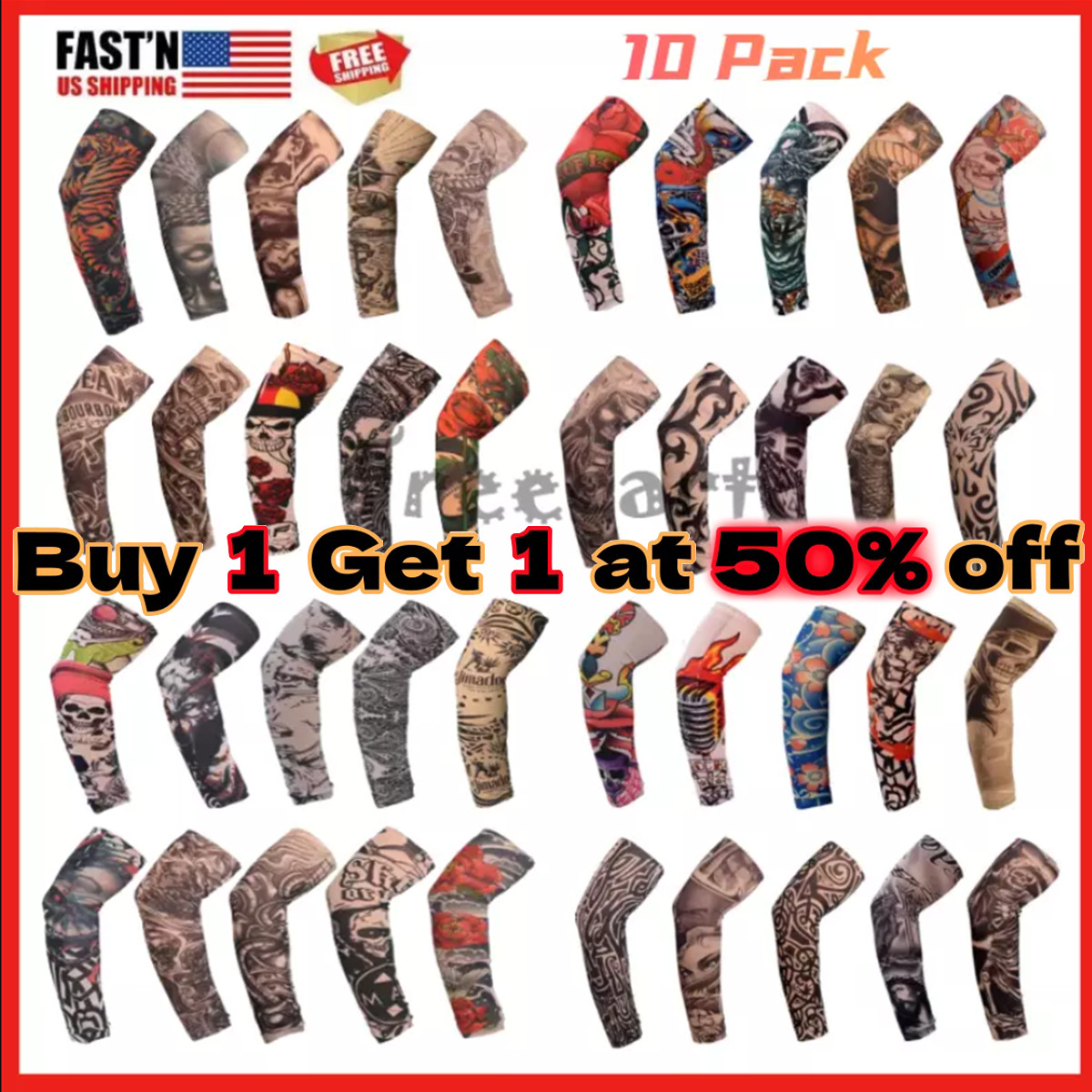 10PCS Tattoo Cooling Arm Sleeves Cover UV Sun Protection Outdoor Sport Men Women