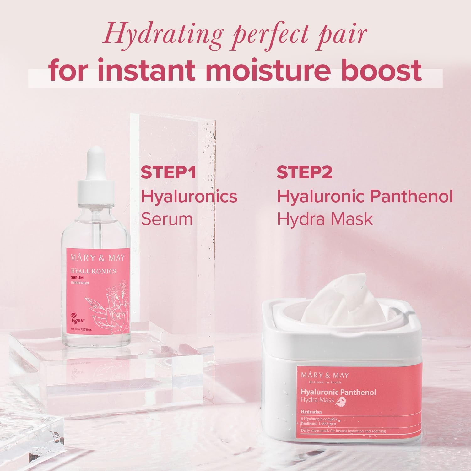 Mary&May Hyaluronics Serum with 6 Types of Hyaluronic Acid Complex for Deep Hydr