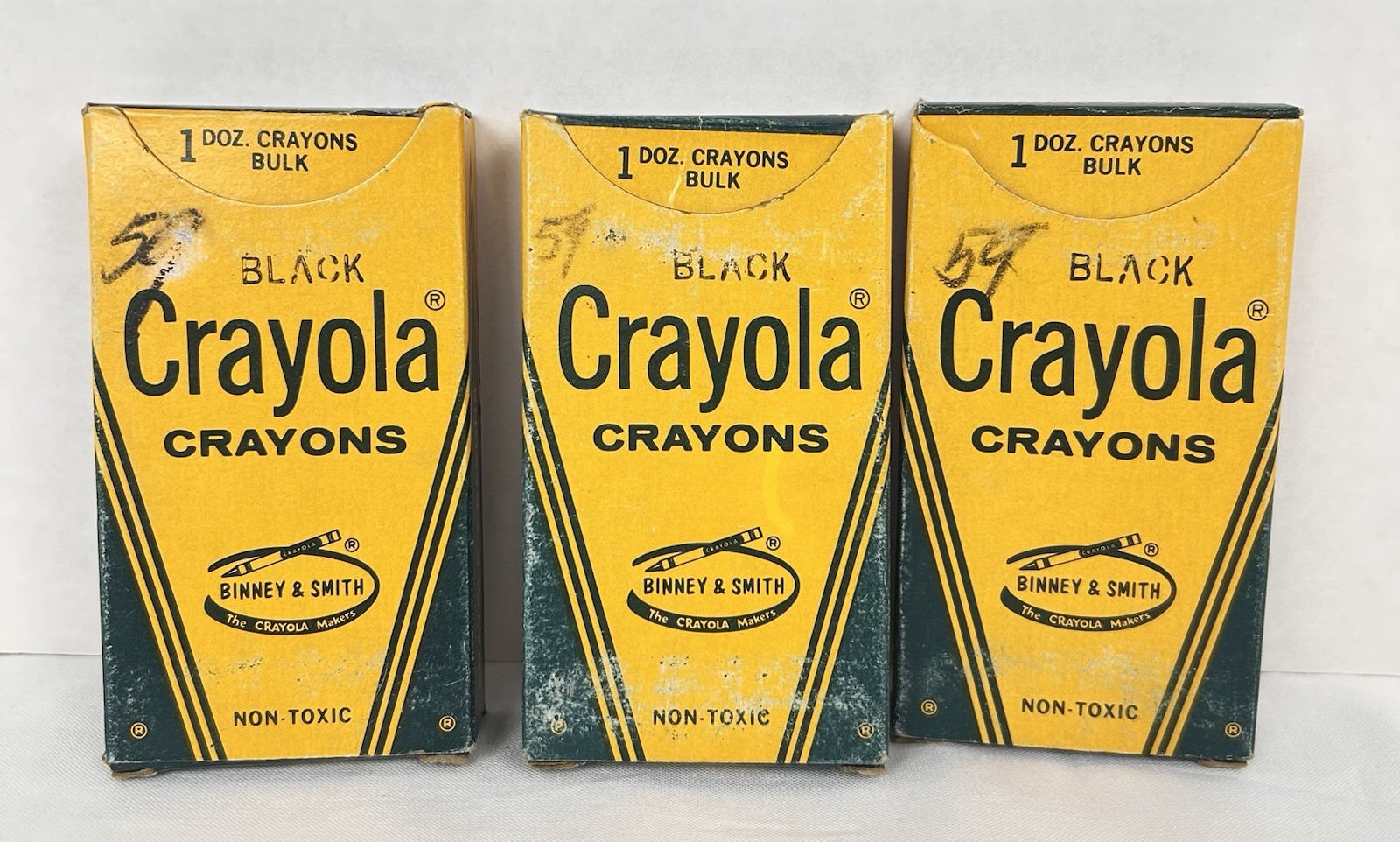 Vintage Binney & Smith Crayola Black Crayons #836  12/Box Lot of 3 New Old Stock