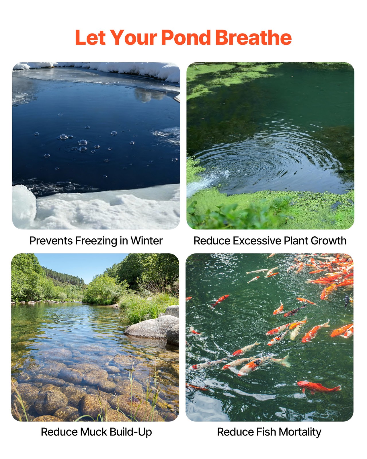 VEVOR Pond Aerator Air Diffuser 8 in Lake Aeration Diffuser with Weighted Base