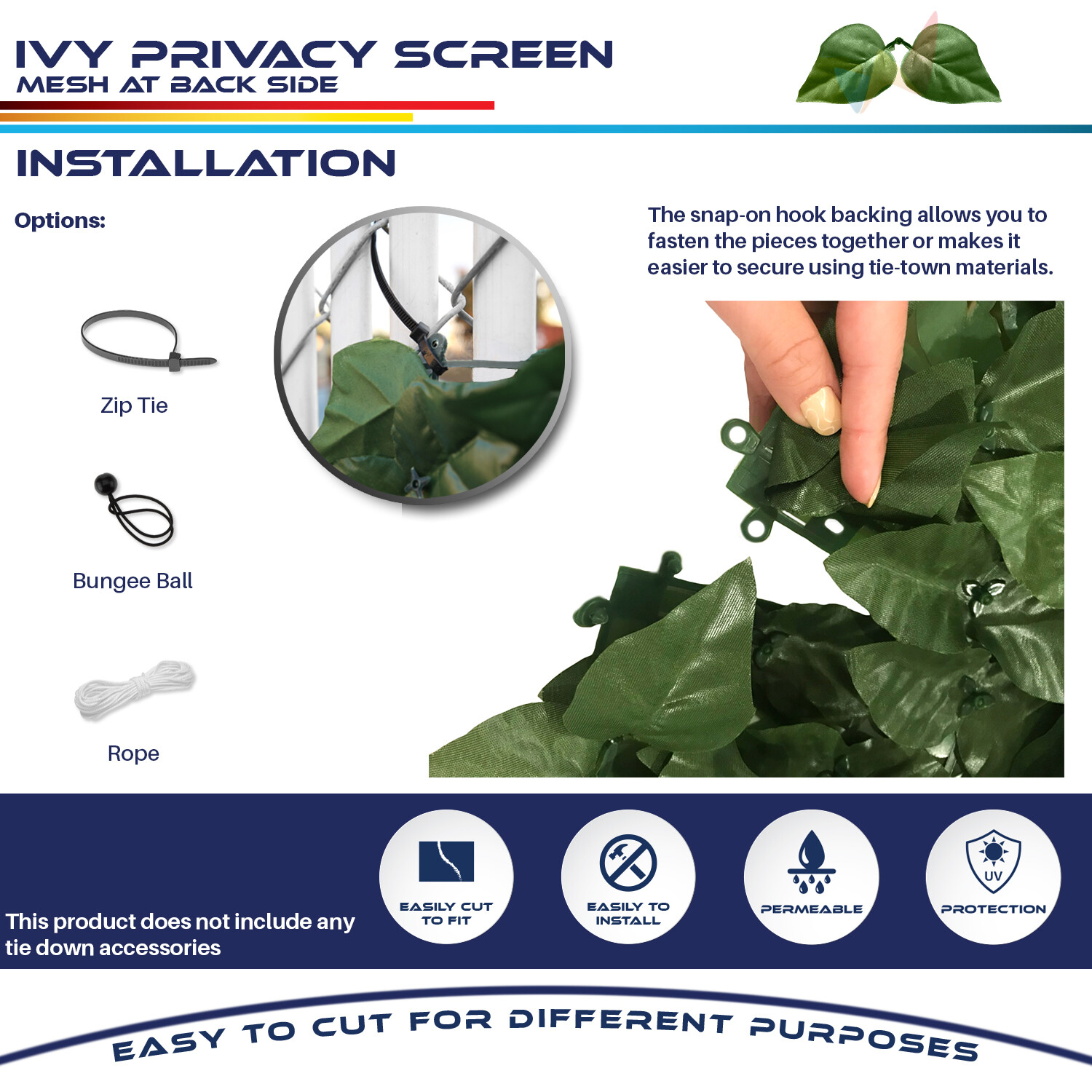 6 Ft Artificial Faux Ivy Leaf Privacy Fence Screen Decor Panels Outdoor Hedge