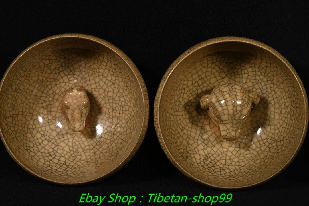 5.2''Old Song Dynasty Ge Kiln Porcelain 12 Chinese Zodiac Signs Head bowl