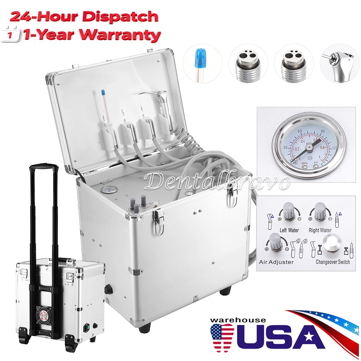 Dental Unidad de entrega portatil móvil Compresor de aire Succión 4Hole