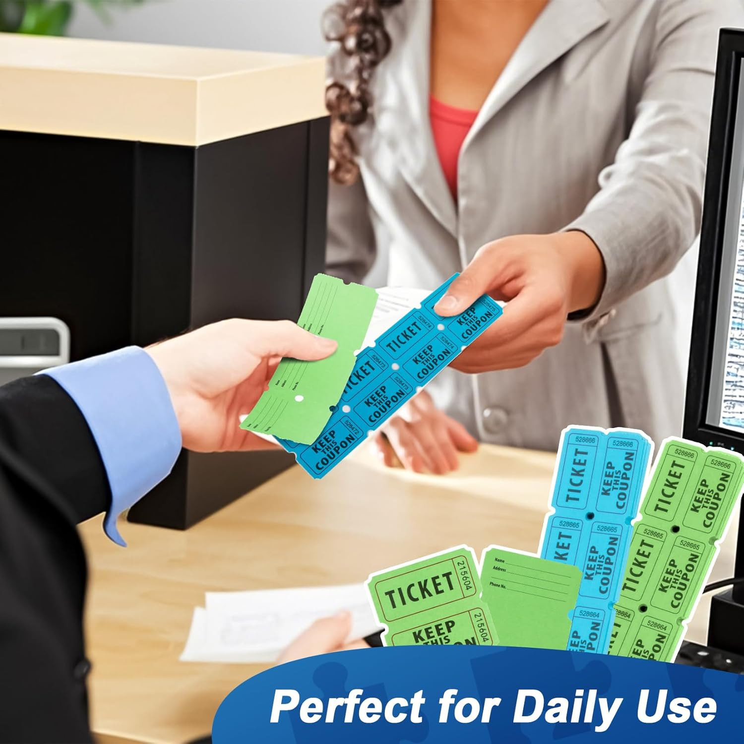 800PCS Raffle Tickets Roll - 50/50 Double Raffle Tickets, Perforated Line Consec