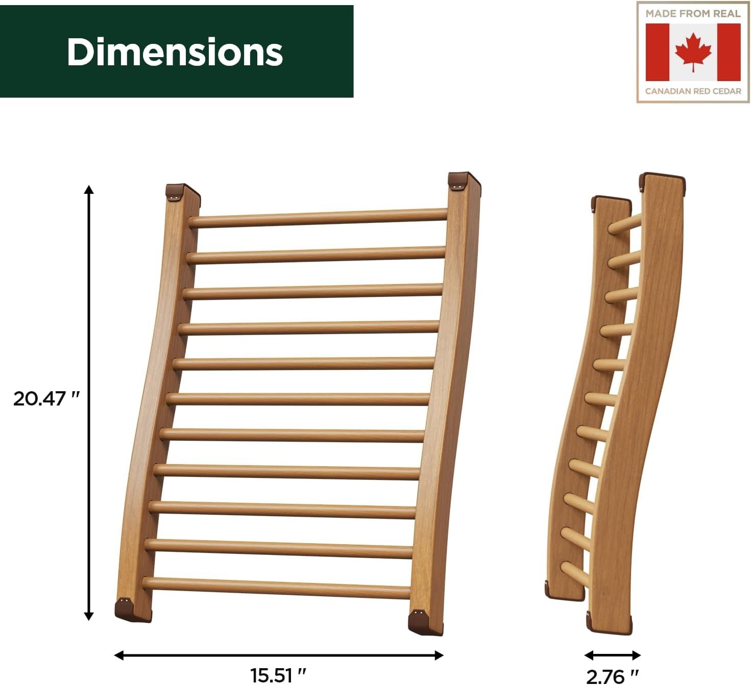 Sauna Backrest Wood Hemlock Sauna Chair Non-Toxic Sauna Accessories (1 Pack)