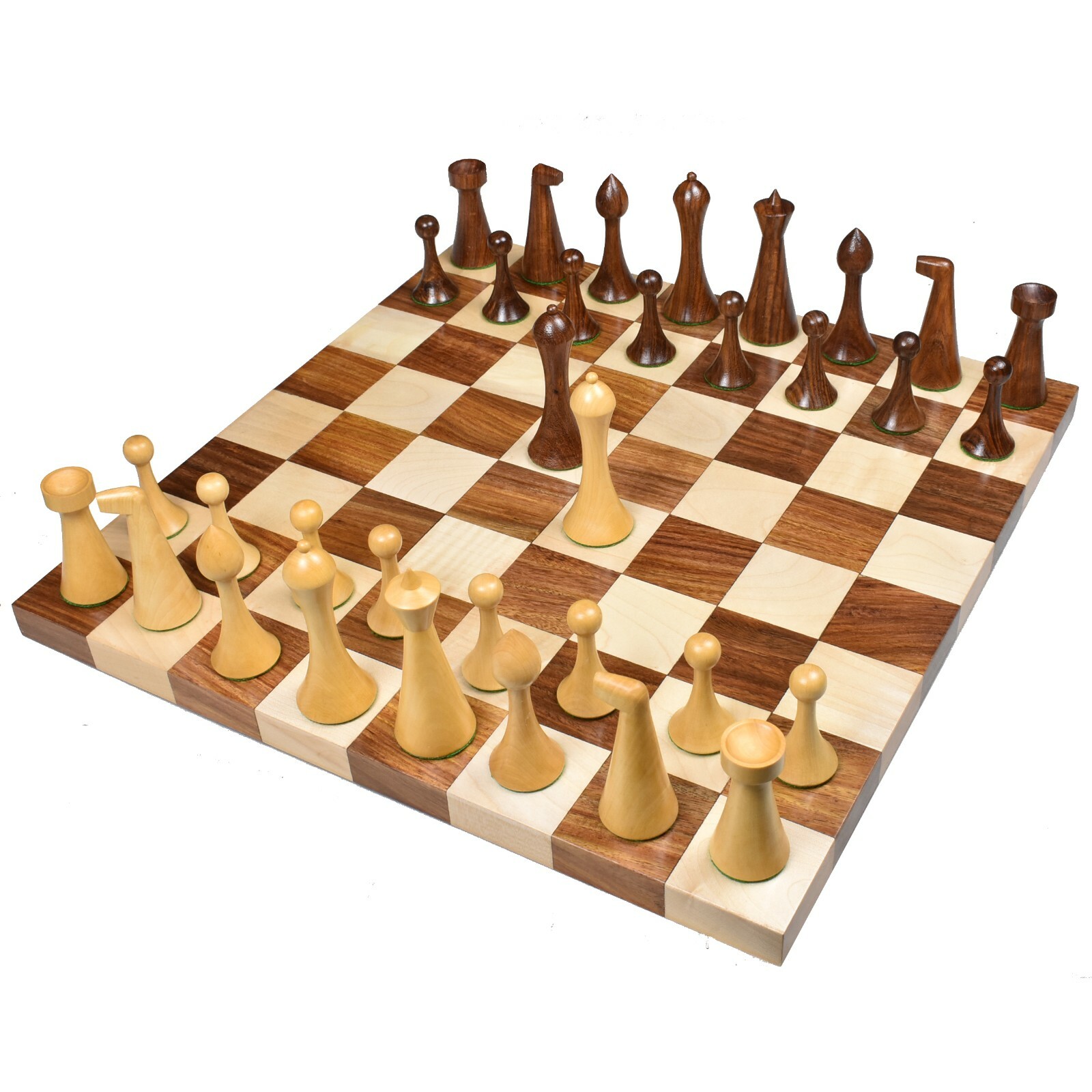 3.6" Herman Ohme Minimalist Chess Pieces Only set- Weighted Golden Rosewood