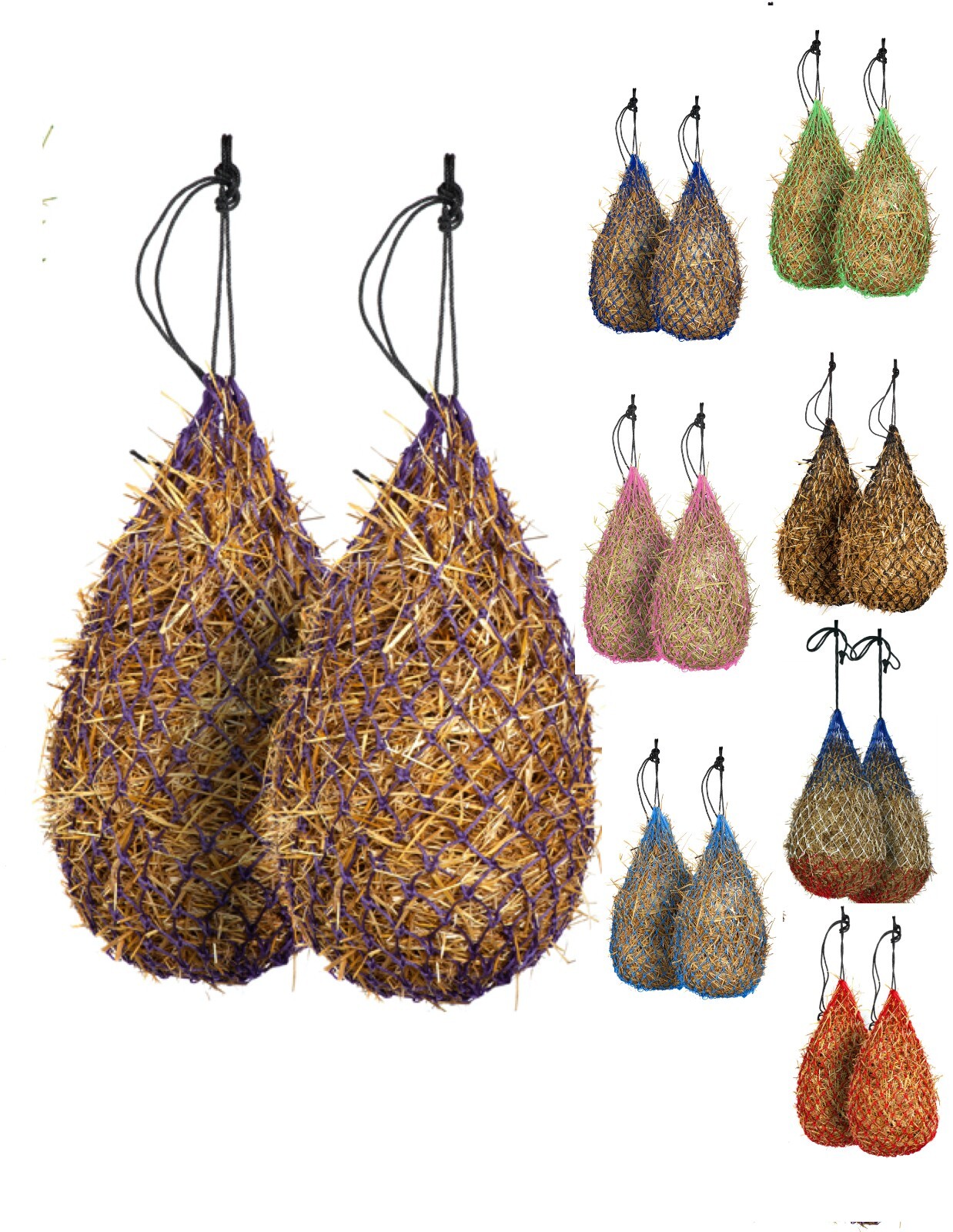 Majestic Ally 2 pcs Slow Feed 42” Hay Net with soft 2"x2" holes for Horses