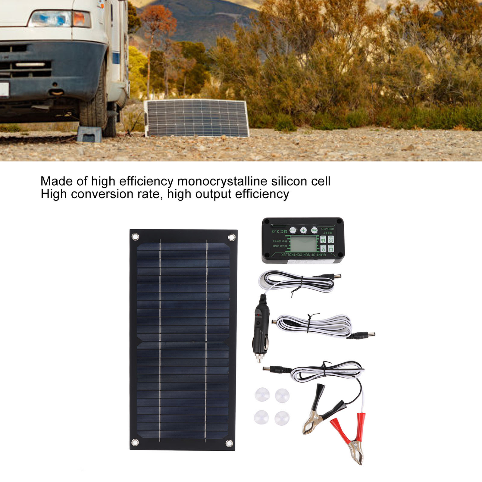 600W Solar Panel Kit 100A 12V Battery Charger w/ Controller Caravan Boat RV Car