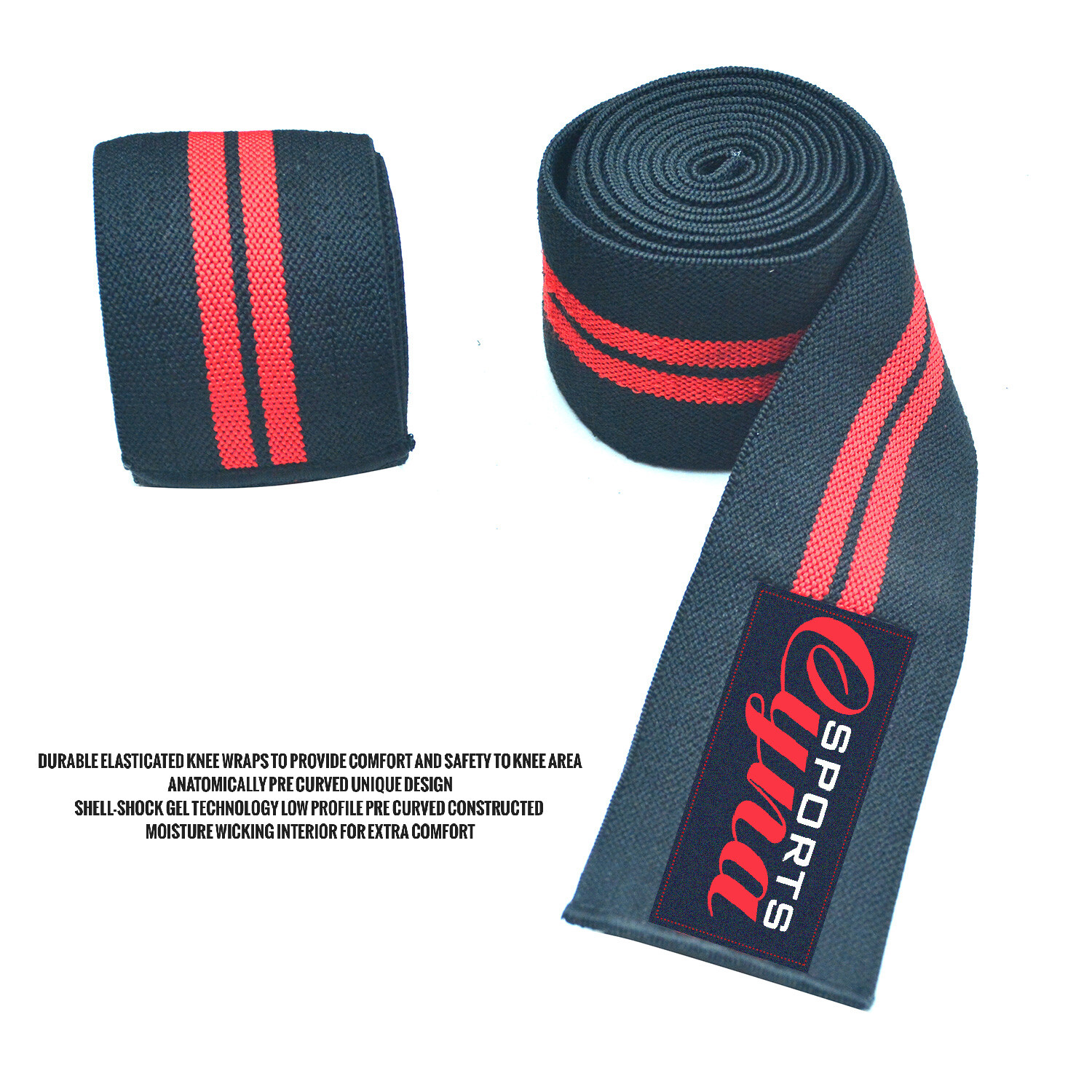 CynaSports Weight Lifting Knee Elastic Wraps Training Fist Straps Power Lifting