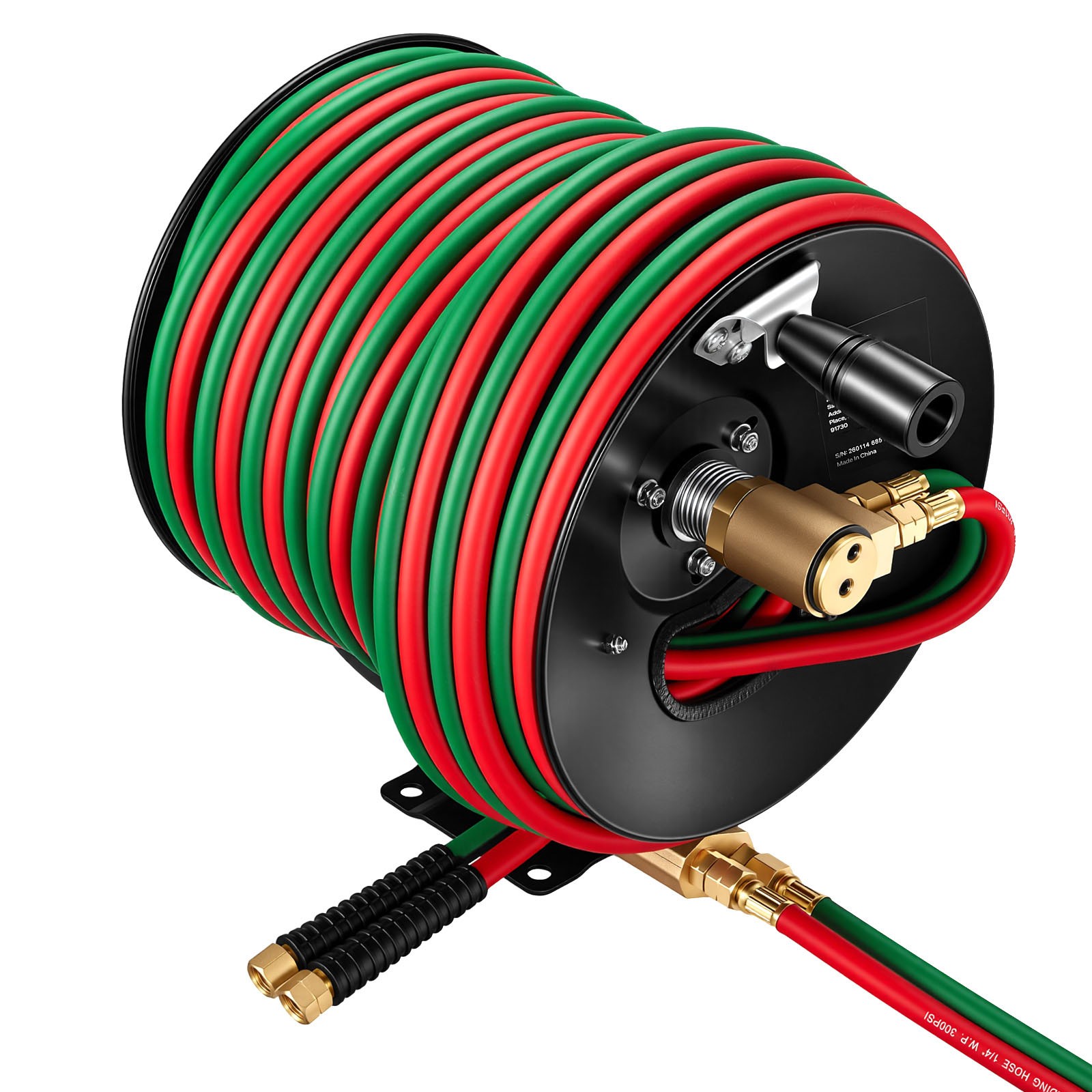 Uimoso Retractable Hand Crank Welding Hose Reel with 1/4" x 100FT Hose