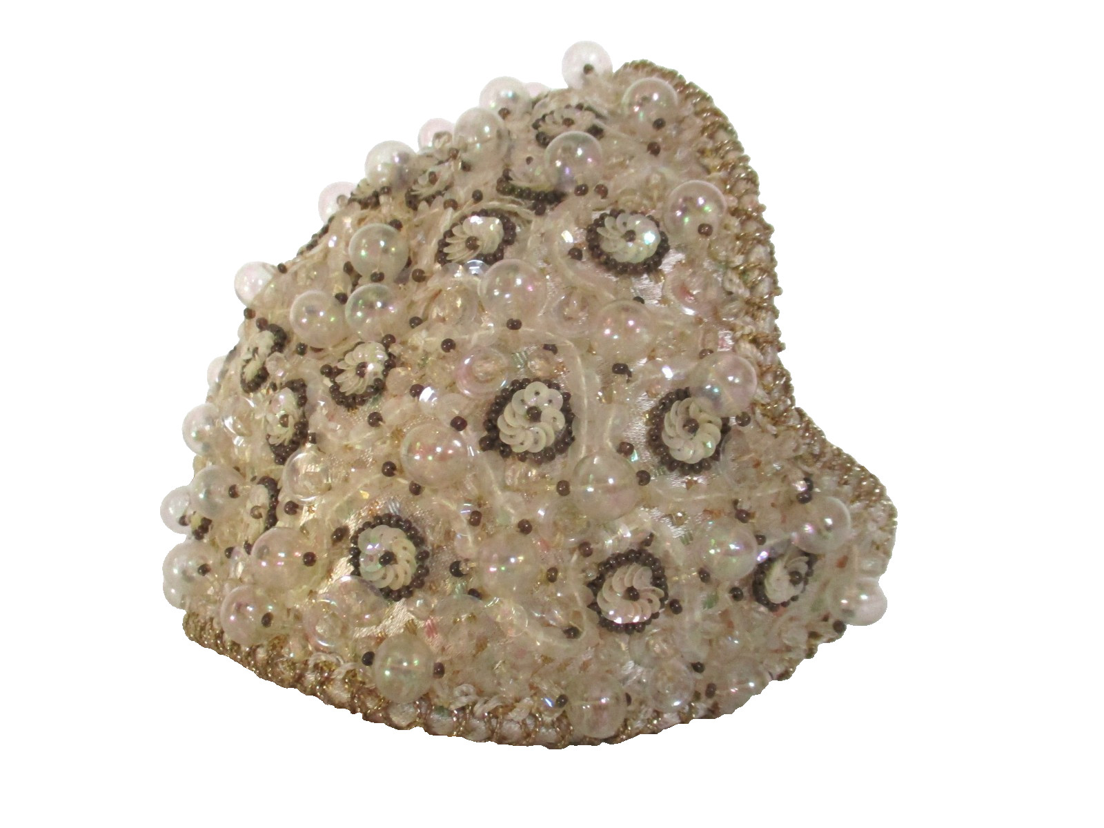 Vintage 1940s Juliet Cap Hat Beads Sequins Frances & Walter Nelkin Bridal