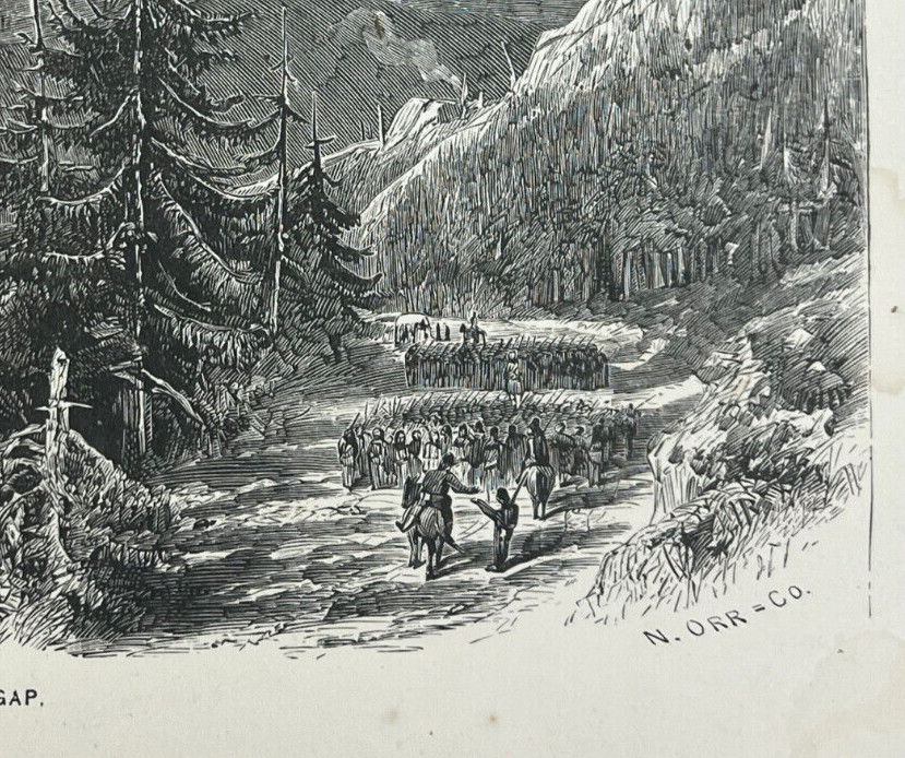 Antique 1850s Cumberland Gap Civil War Print Engraving Nathaniel Orr