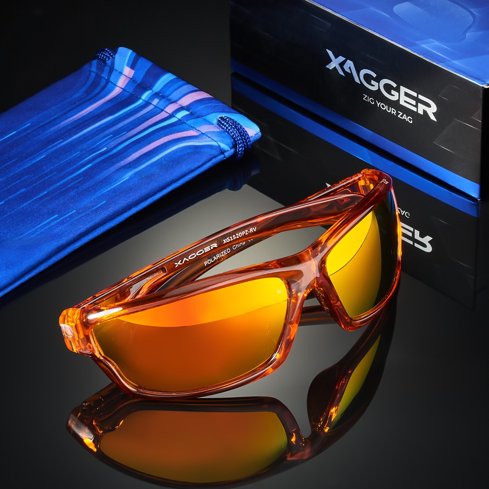 Xagger Polarized Wrap Around Sport Sunglasses for Men Women Driving Running
