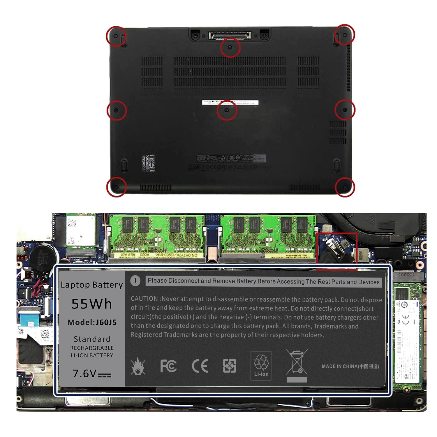 For Battery For Dell Latitude E7270 E7470 Series Laptop J60J5 R1V85 451-BBSX PC