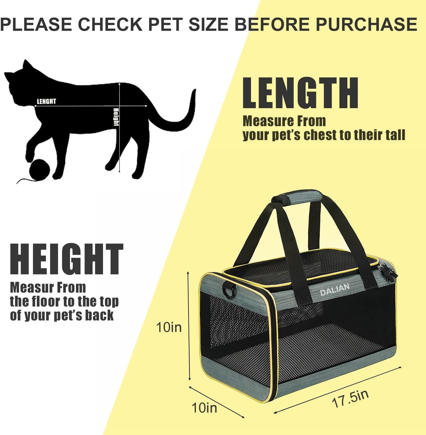 Cat Carrier Airline Approved Pet Carrier Dog Carrier Soft-Sided Pet Travel Carri
