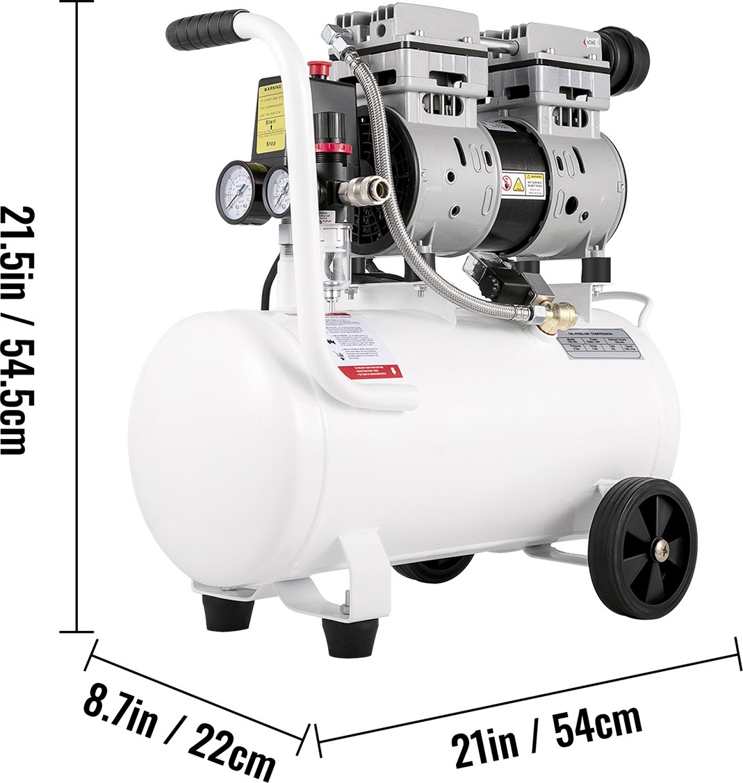 Uimoso Ultra Quiet Air Compressor 6.6 Gallon Oil Free Air Compressor 1hp 115PSI