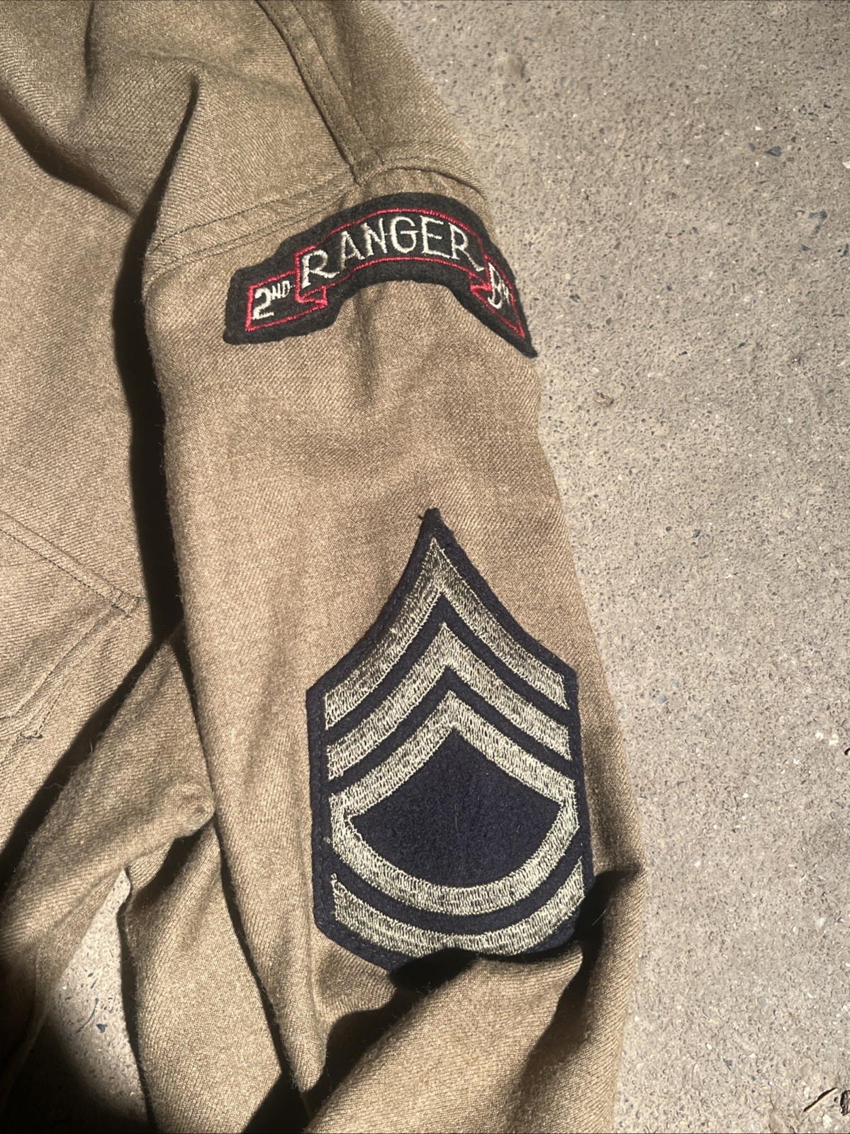 WW2 US Army 2nd Ranger Battalion Wool Enlisted Shirt OD 15 1/2 X 34 (FF251