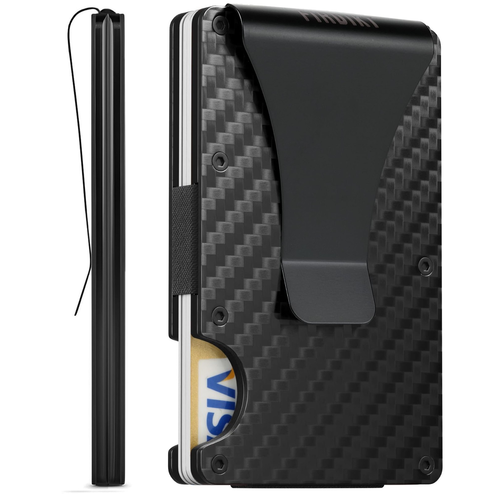 Men's RFID Blocking Slim Wallet Carbon Fiber Money Clip & Card Holder