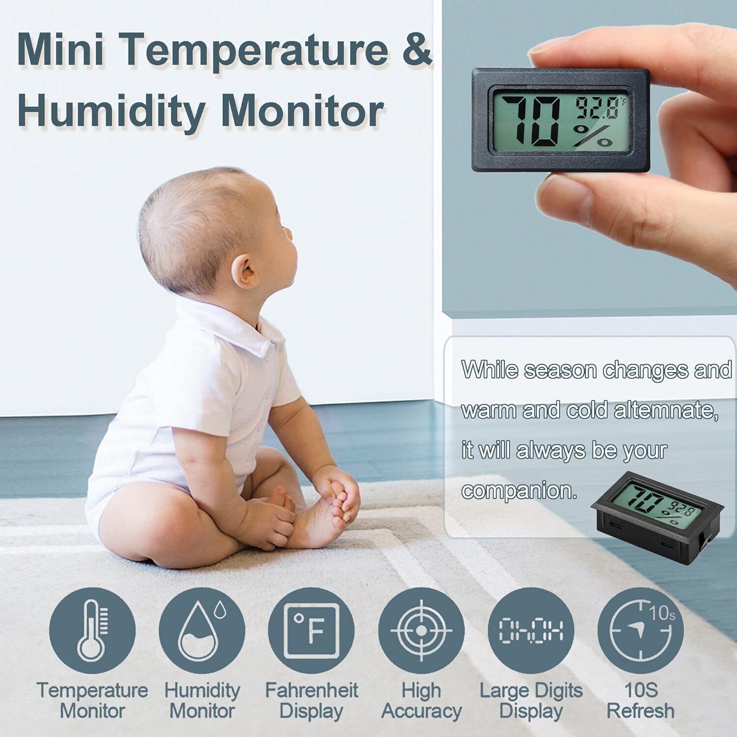 10 Packs Mini Digital Indoor Thermometer Hygrometer Temperature Humidity Meter