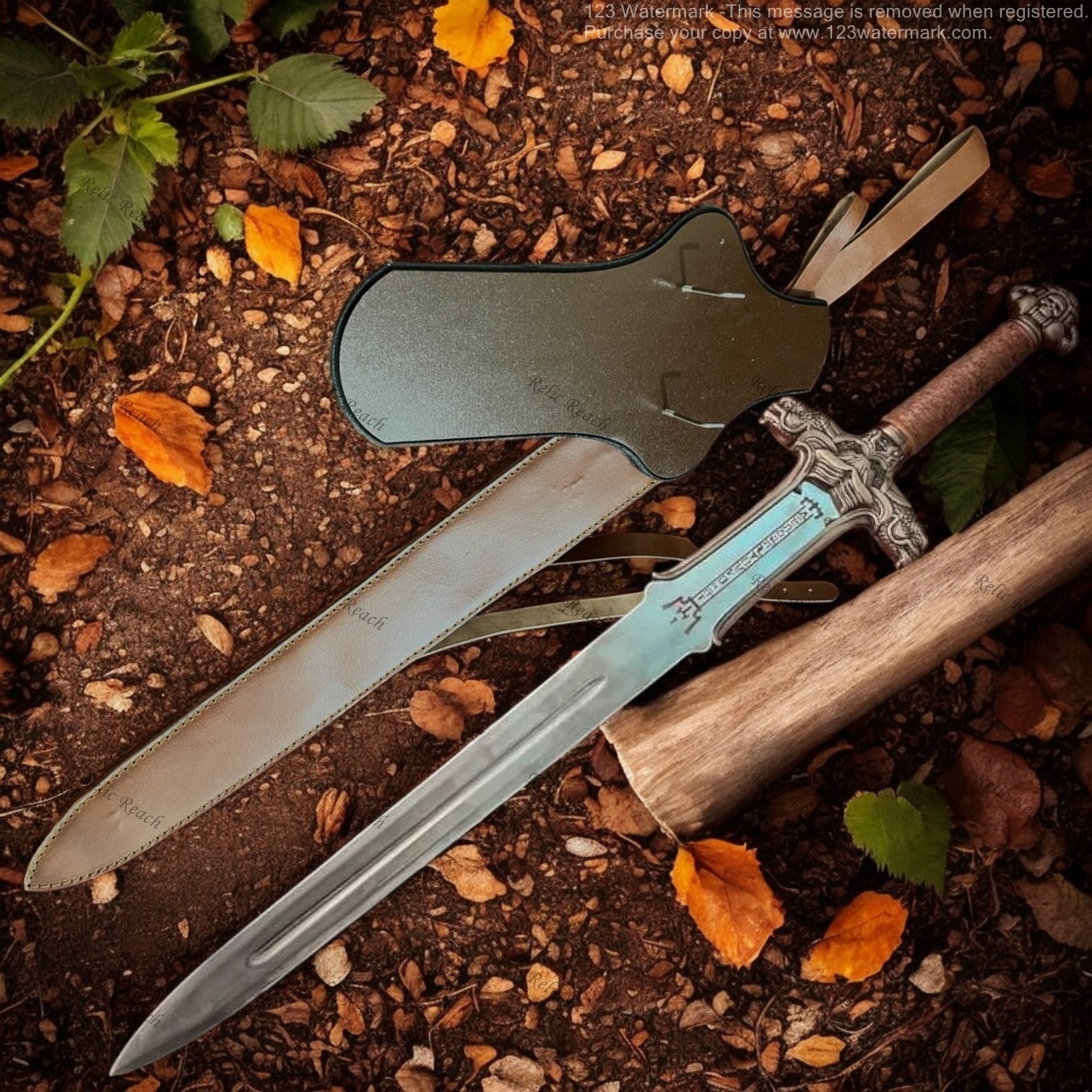 Conan The Barbarian Atlantean Sword With Sheath & Plaque Premium Medieval Gift