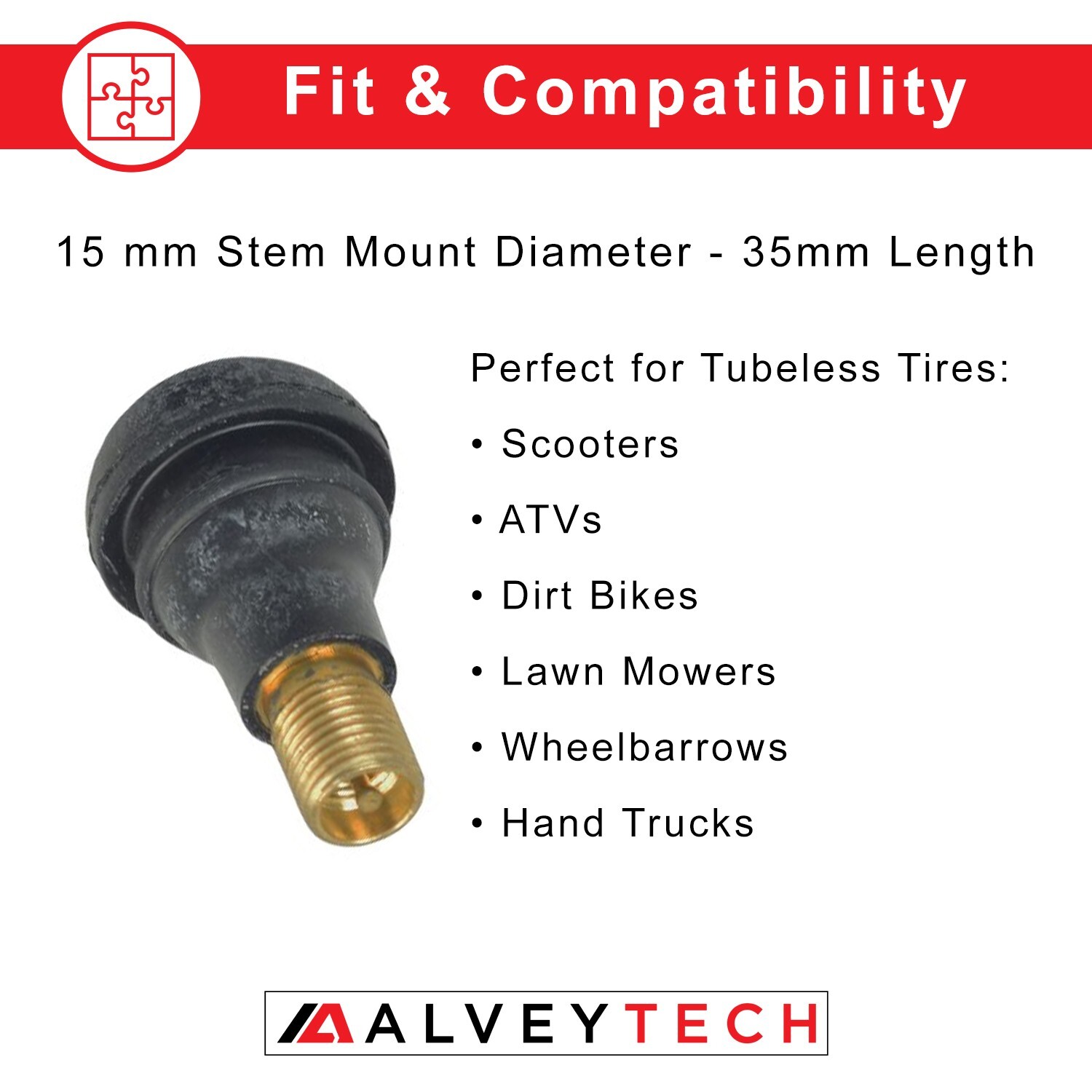 Straight Valve Stem for Tubeless Tires (4) - ATV, Mini Bike, Dirt Bike, Scooter
