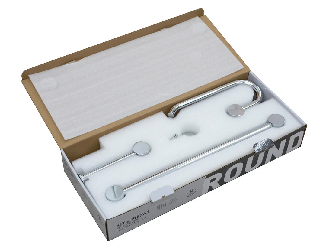 4 Pc Bathroom Hardware Accessory Chrome Towel Bar Ring Robe Hook & Toilet Holder