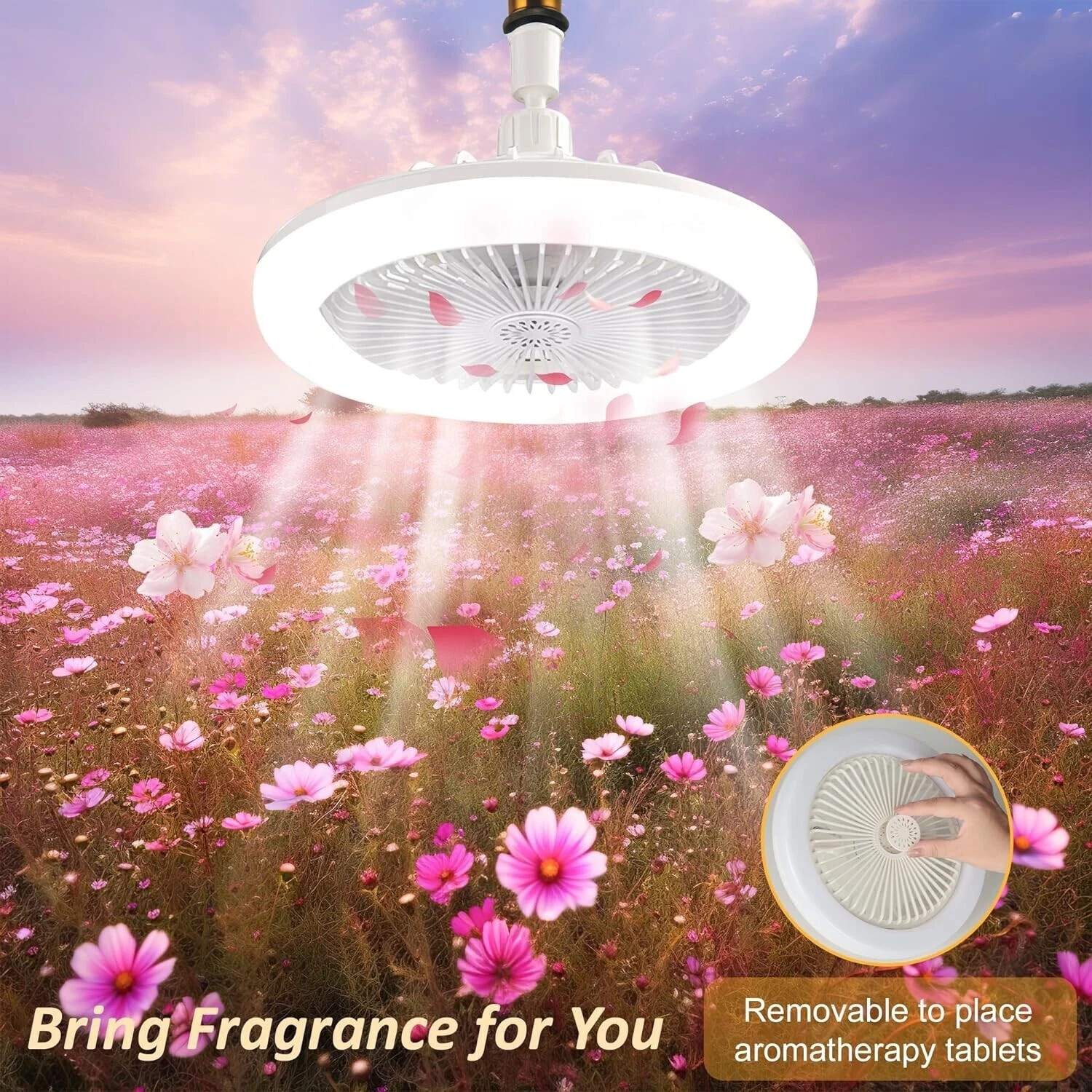 10" Adjustable E27 Socket Ceiling Fan Dimmable LED Light Remote Cooling Fan Lamp