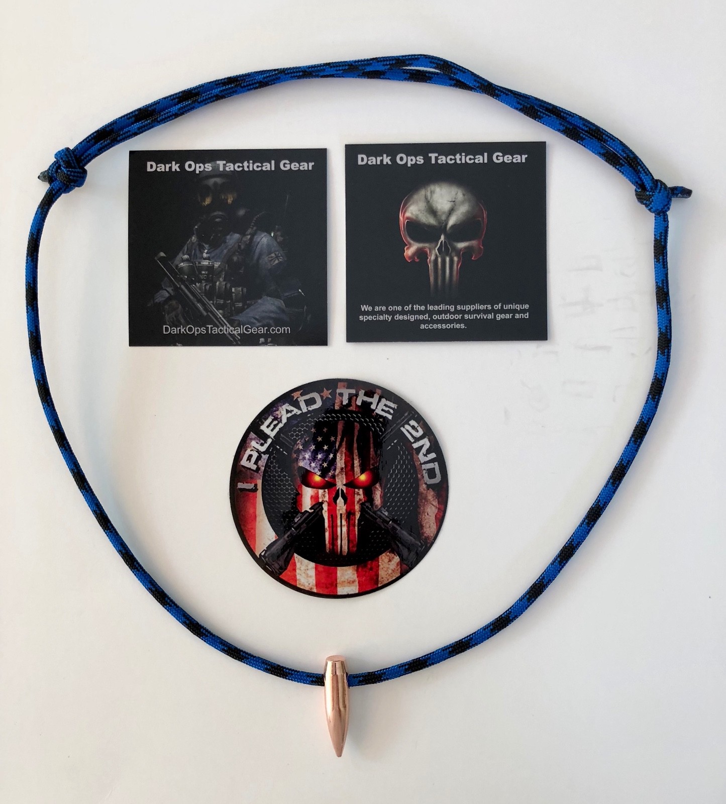 Paracord .30 Cal Sniper HOG TOOTH ...Necklace ...+ 1 Decal   ...Blue/Black