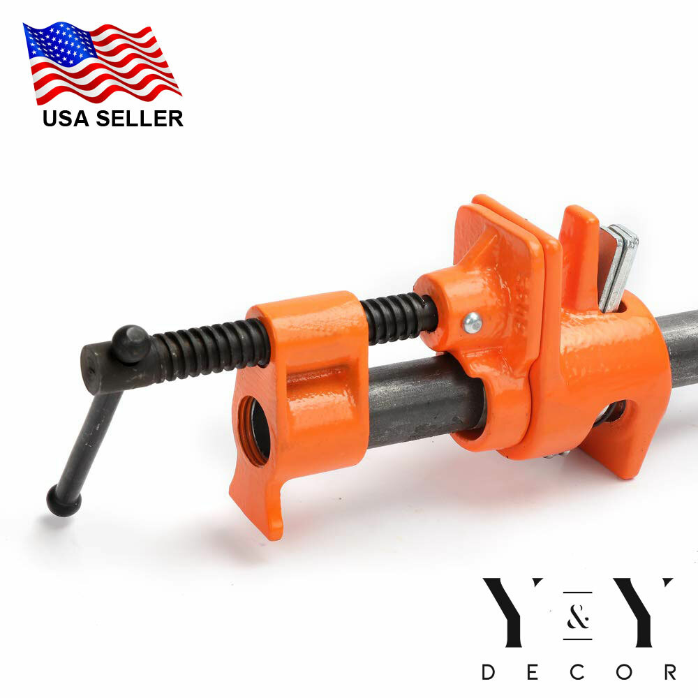 ( 4 Pack ) 1/2" Wood Gluing Pipe Clamp Set Heavy Duty PRO Woodworking Cast Iron