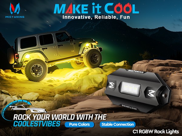 MICTUNING 16 Pods RGBW LED Rock Lights Kits, Underglow Neon Lights for Car Truck