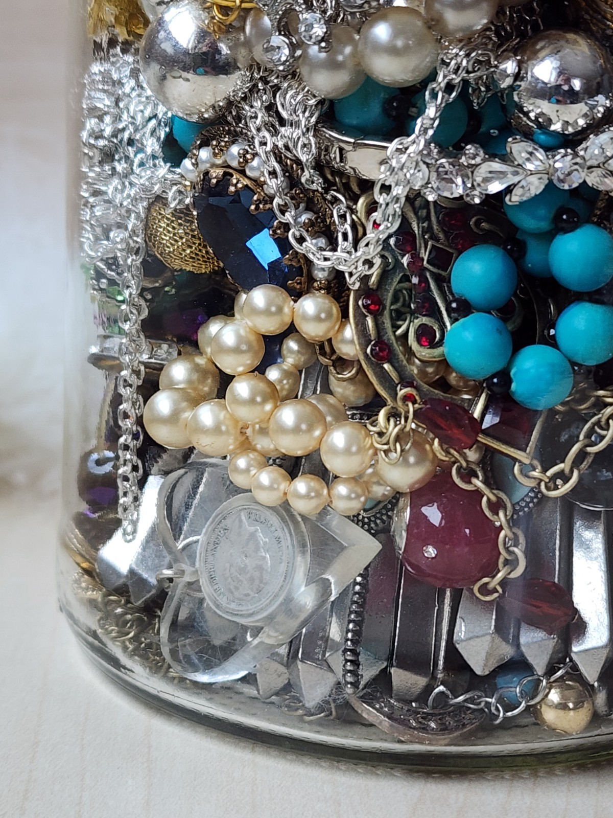 💎 Large Mystery Jewelry Jar- Mostly Wearable - Over 2lbs - Vintage lot