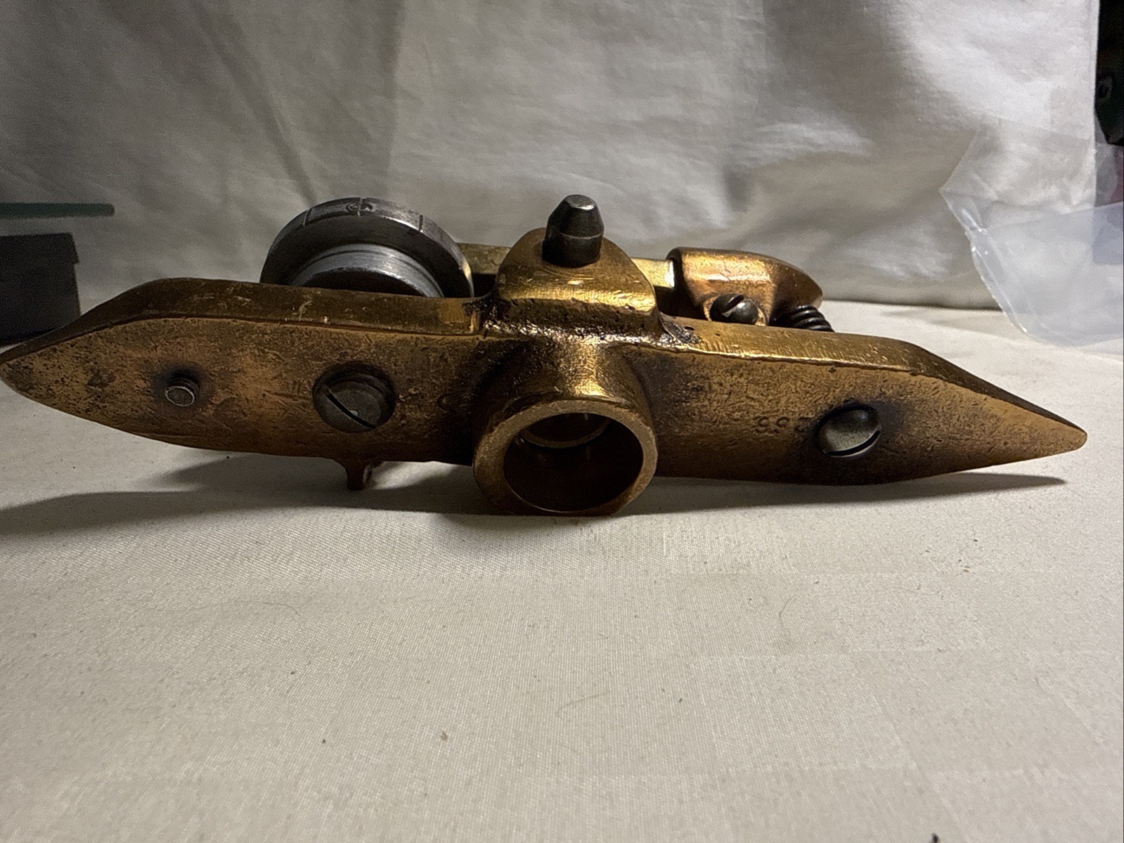 Polished Bronze Inclinometer w/ Micrometer Adjustment W a Starrett No. 135 Level