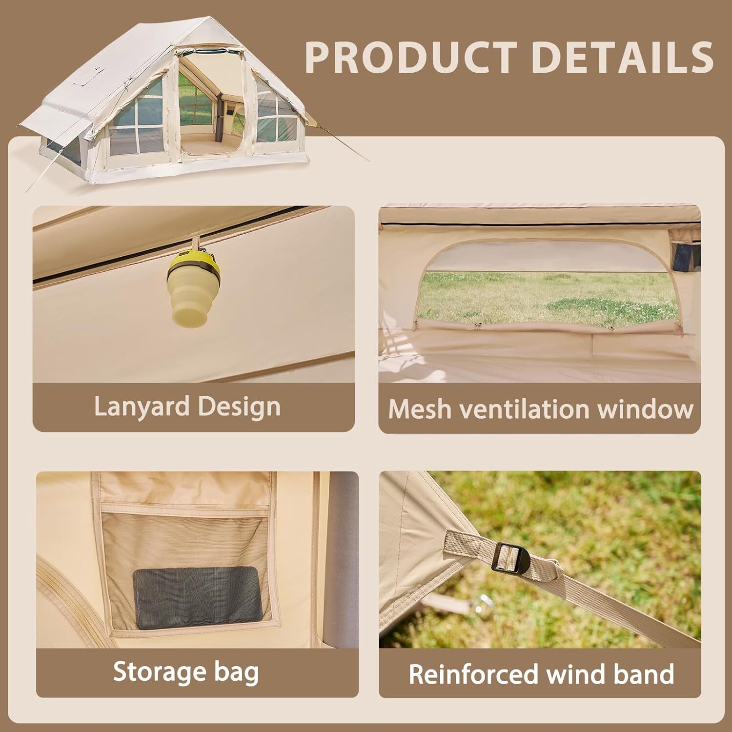 SLSY Inflatable Camping Tent with Pump 6 Person Family Camping Tent with Window