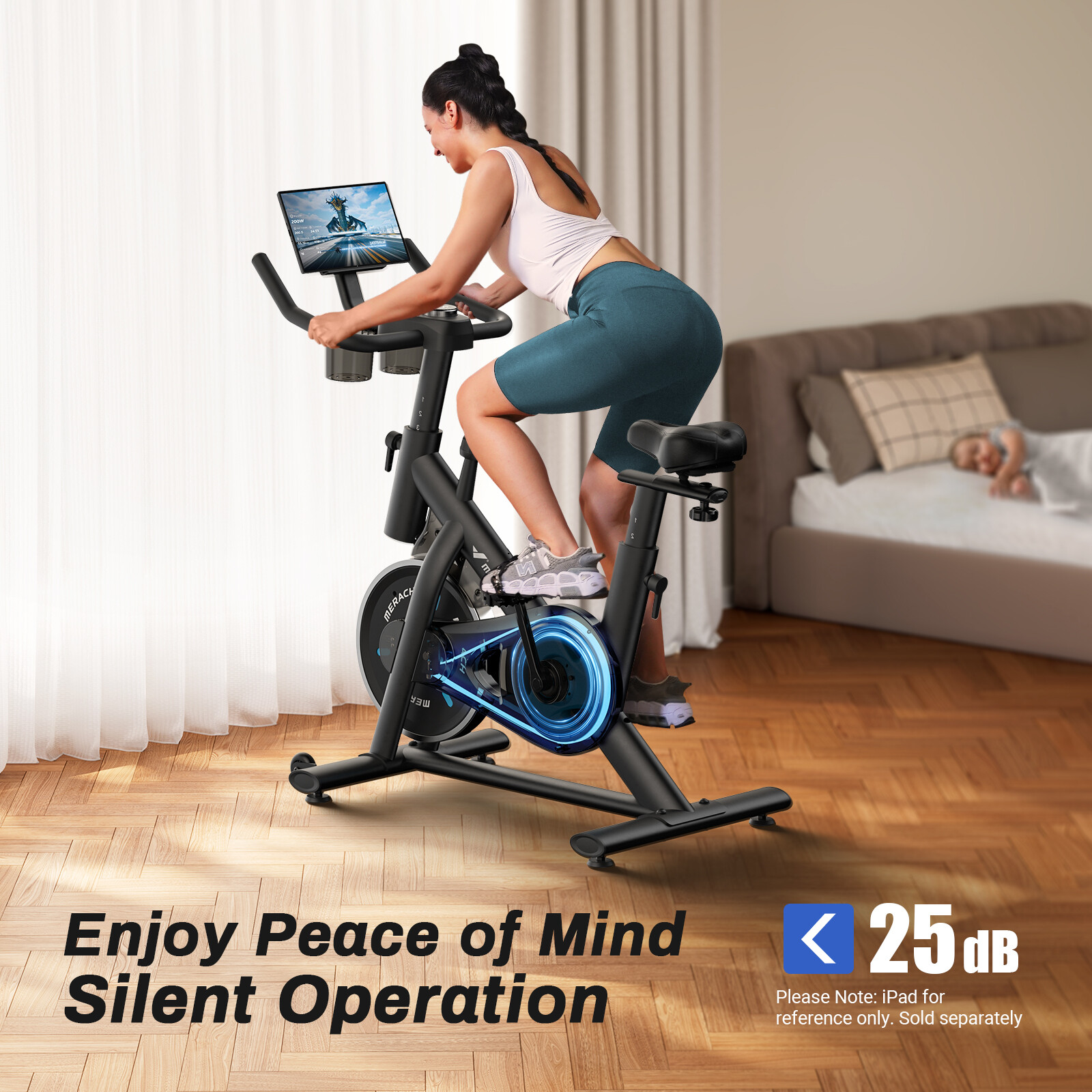 MERACH S26 Home Exercise Bike Quiet Stationary Fitness Bicycle Workout Fullbody