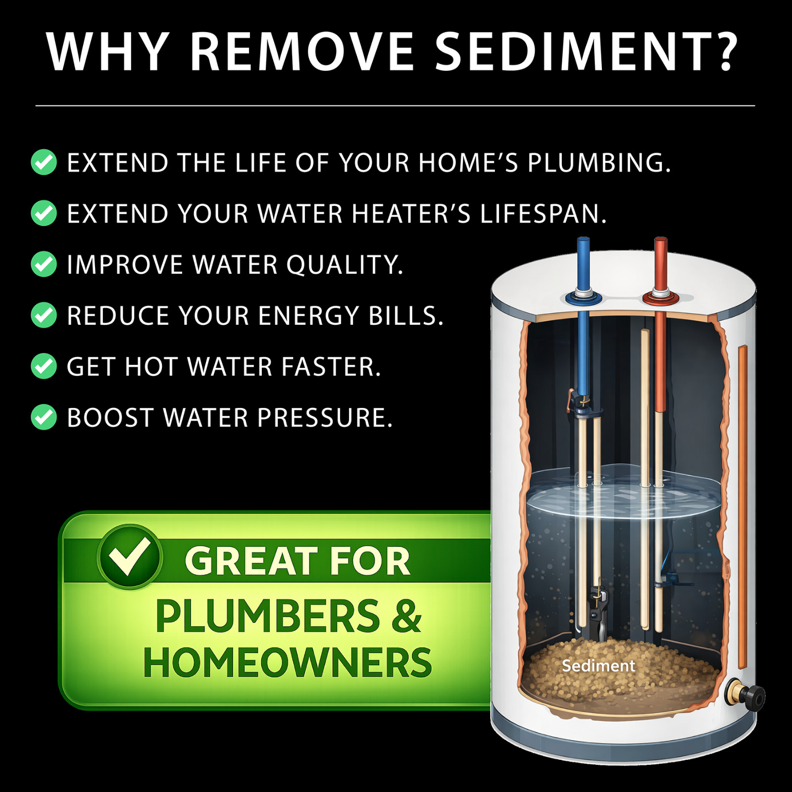 EZVac Water Heater Sediment Removal Tool – Flushes & Breaks Up Clogs