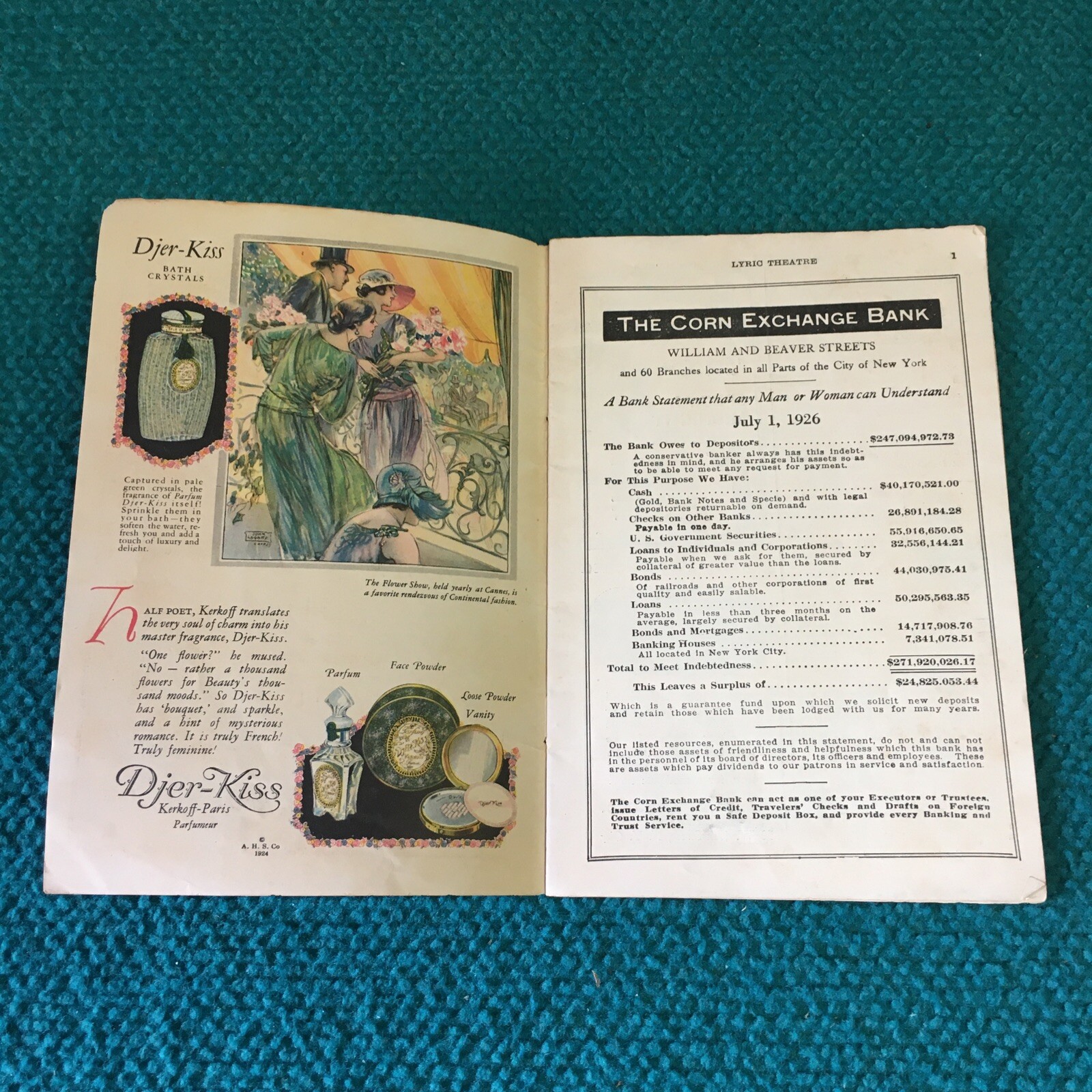 1926 Vintage : LYRIC THEATRE "The Cocoanuts" BROADWAY PLAYBILL @ Marx Brothers