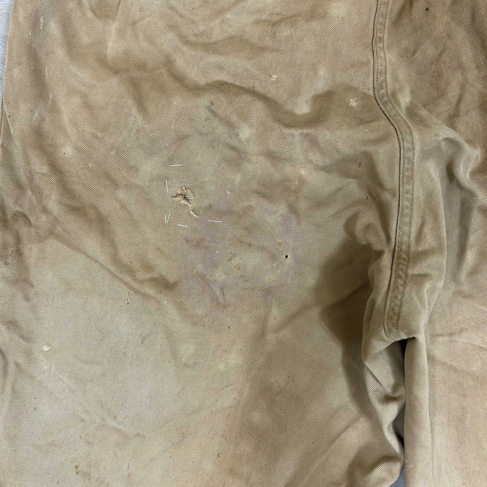 Vintage 1940s WW2 US Army Khaki Chino Cotton Uniform Pant 28x31 Button fly