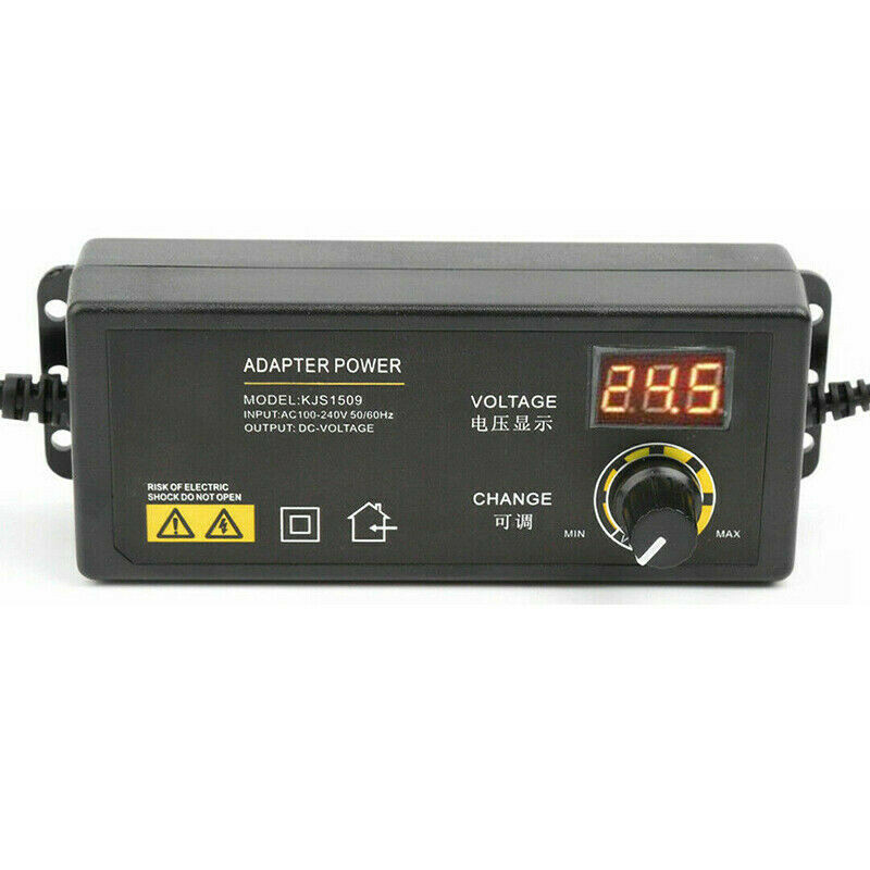 3V-24V 2.5A 60W Adjustable DC Power Supply Adapter Control Volt Display 8 Plugs