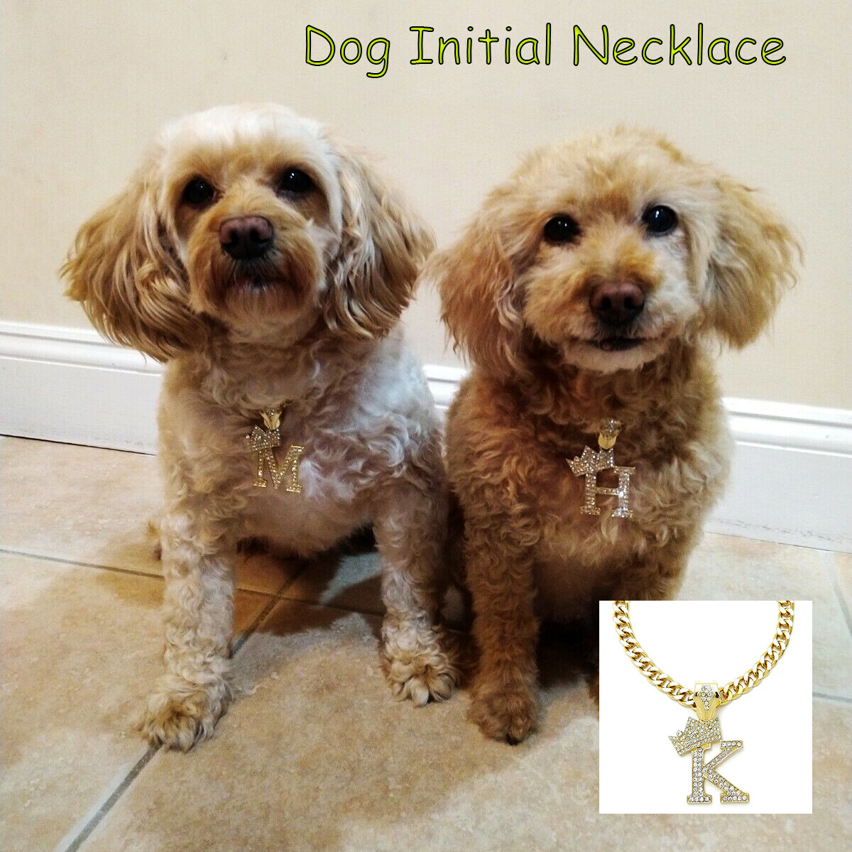 Initial Letter Charm Cuban Dog Chain Pet Collar Chain Pet, Cat, Puppy Necklace